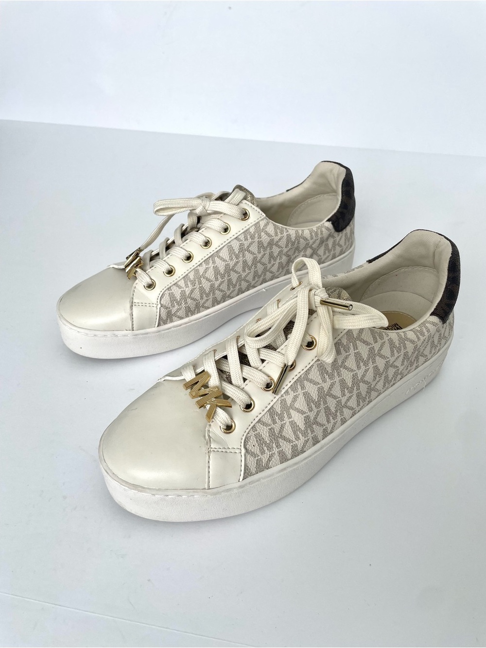 Michael Kors Women's Cream Logo Low-Top Platform Sneakers